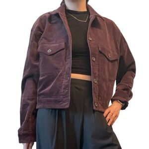 Burgundy Corduroy Cropped Jacket - Size Small